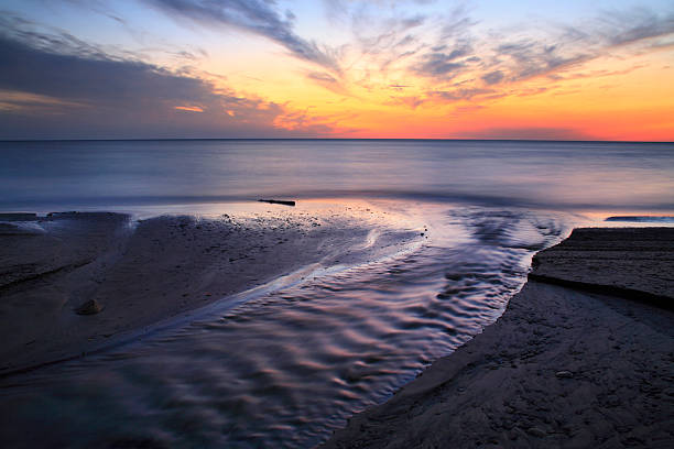 Lago Erie pôr do sol - fotografia de stock