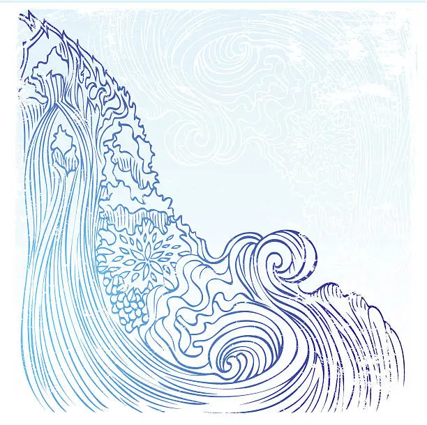 Vector illustration of zen waterfall