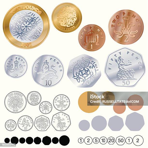 Wielka Brytania Monety - Stockowe grafiki wektorowe i więcej obrazów Moneta - Moneta, Brytyjska moneta, Brytyjska waluta
