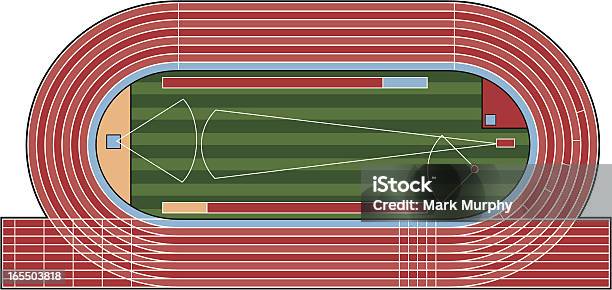 Ariel Widok Sportowy Pole - Stockowe grafiki wektorowe i więcej obrazów Bieżnia - Bieżnia, Lekkoatletyka, Ujęcie z lotu ptaka