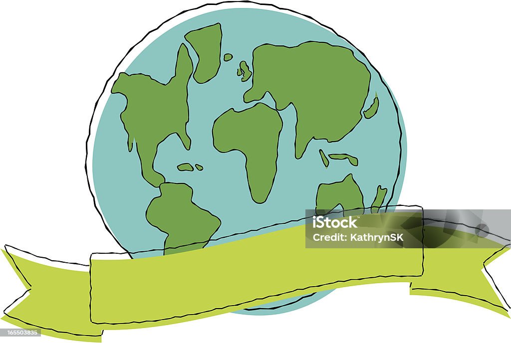 Croquis Globe avec bannière verte - clipart vectoriel de Croquis libre de droits