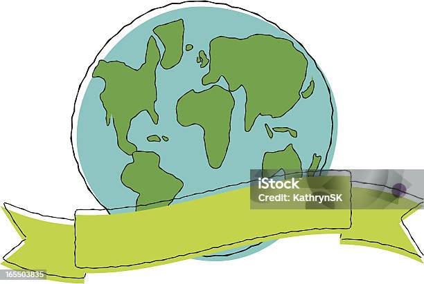 Croquis Globe Avec Bannière Verte Vecteurs libres de droits et plus d'images vectorielles de Croquis - Croquis, Dessin au crayon, Destination de voyage