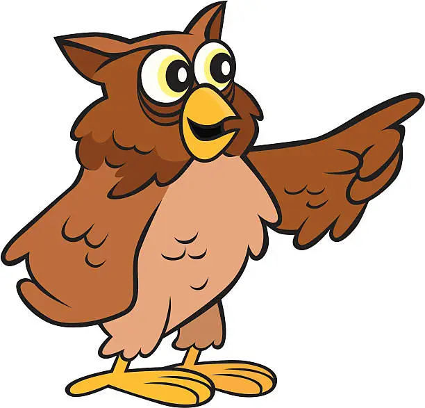 Vector illustration of Owl Pointing