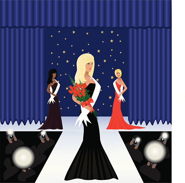 Beauty Pagent A beauty queen at a pagent. Extra large JPG, thumbnail JPG, and Illustrator 8 compatible EPS are included. beauty queen stock illustrations