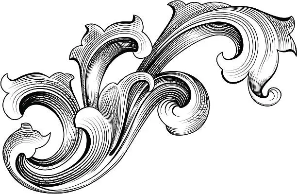 Vector illustration of Baroque Leaf Ornament