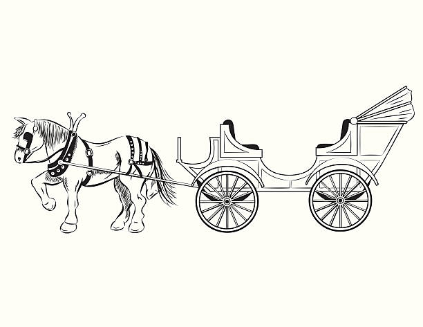 horse drawn carriage - clydesdale stock illustrations