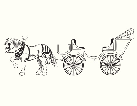 Pen and ink illustration of an old fashioned horse drawn carriage. Horse and carriage are on separate layers for easy editing. The white background is on a separate layer for easy color change. Hi-Res JPEG and CS3 files included.