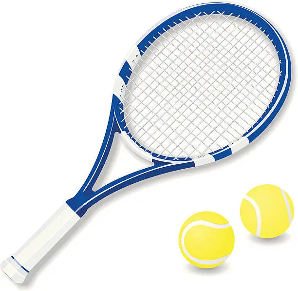 Vector illustration of Vector tennis racket and balls