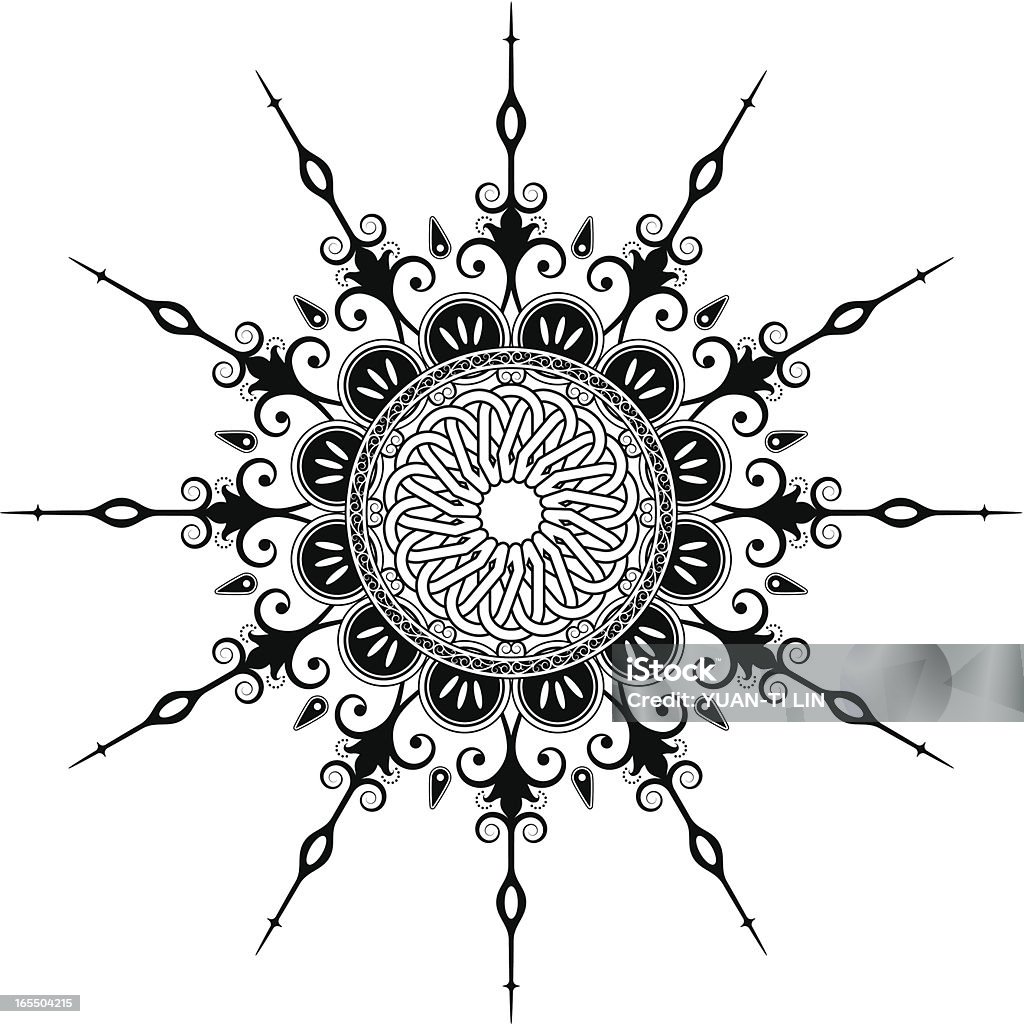 Mandala-kwiatowy Koło - Grafika wektorowa royalty-free (Bez ludzi)