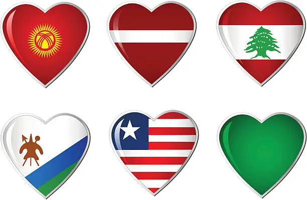 Vector illustration of heart flag collection