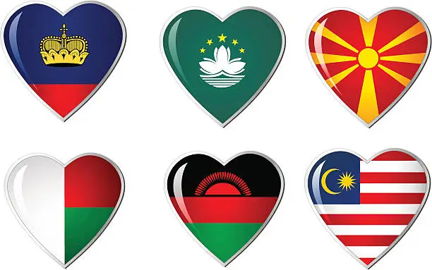 Vector illustration of heart flag collection