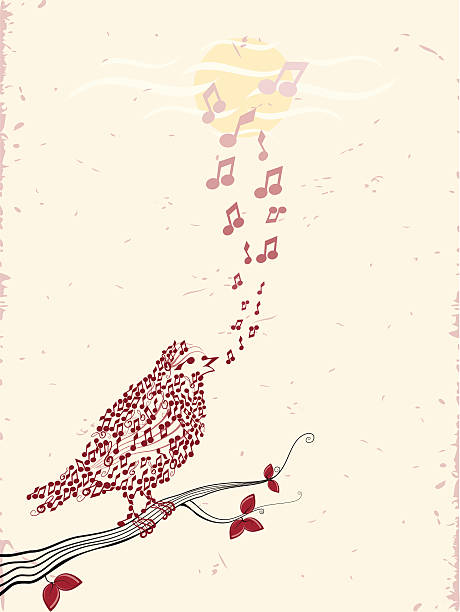 vögel & musik - bird singing music pattern stock-grafiken, -clipart, -cartoons und -symbole