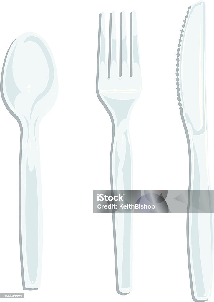 Столовое серебро-пластика нож, вилка, ложка - Векторная графика Без людей роялти-фри