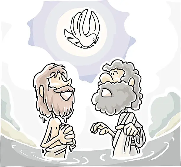 Vector illustration of Jesus baptized