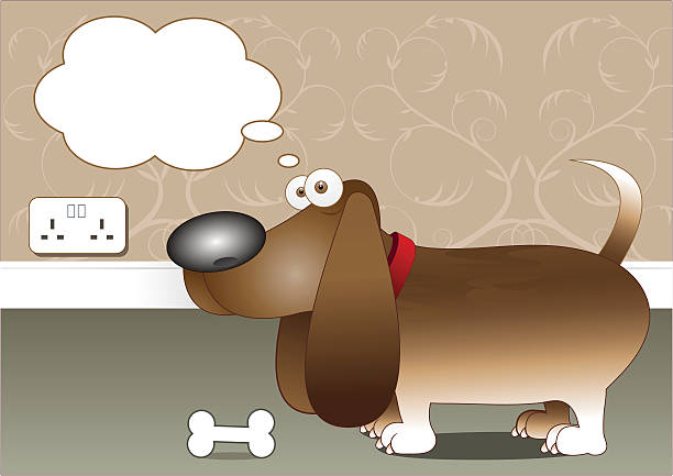 illustrations, cliparts, dessins animés et icônes de basset hound - thought bubble dog dog bone cartoon