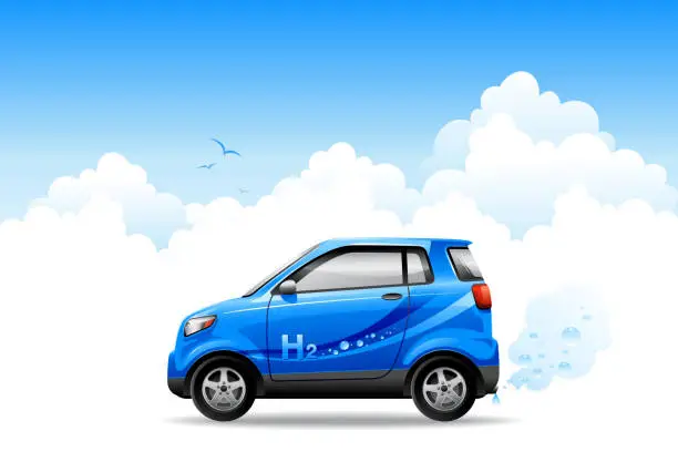 Vector illustration of Hydrogen car