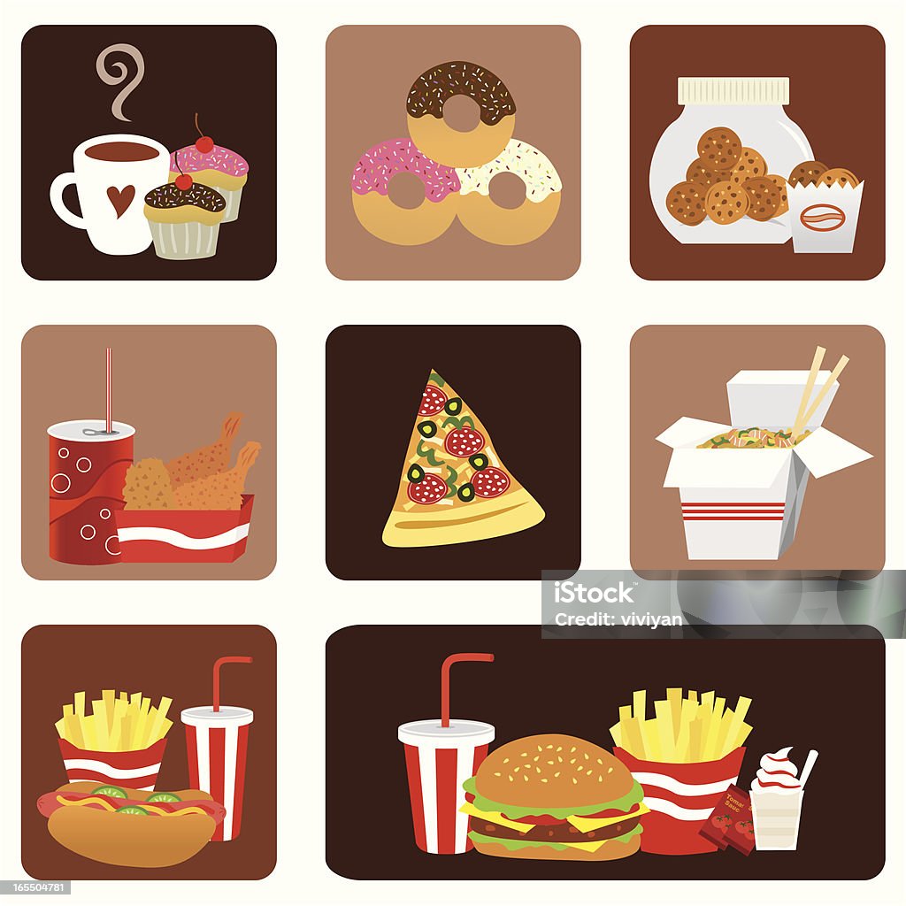 Ensemble d'icônes de fast-food - clipart vectoriel de Aliment libre de droits