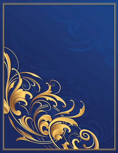 Vector illustration of Blue & Gold Arabesque