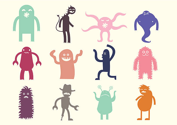bildbanksillustrationer, clip art samt tecknat material och ikoner med cute monsters set 1 - troll