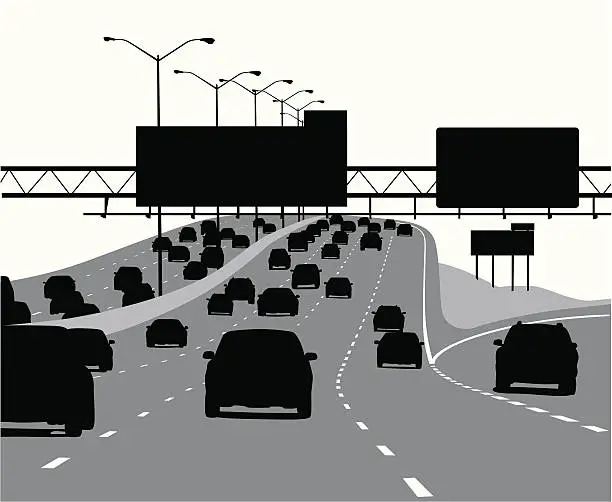 Vector illustration of Highway Exit Vector Silhouette