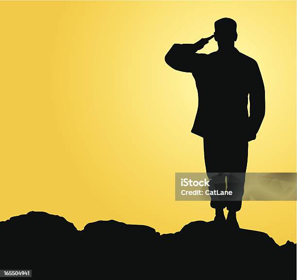 Military Salute Stock Illustration - Download Image Now - Armed Forces, Saluting, In Silhouette
