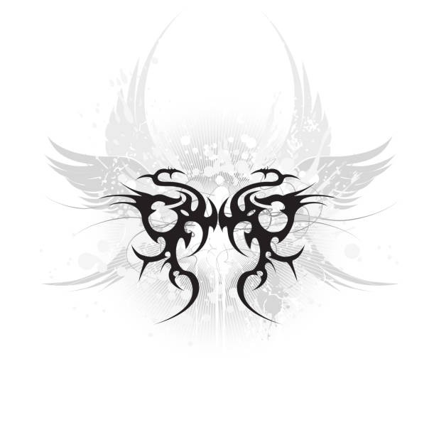 Tribal Dragon: White vector art illustration