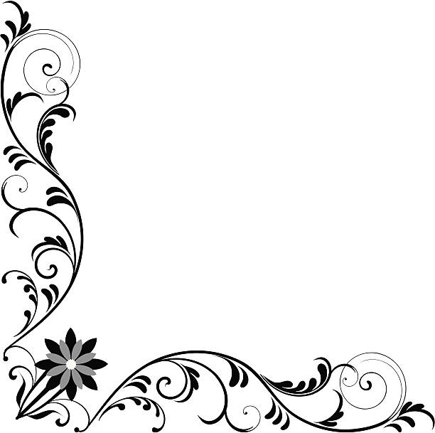 rama retro narożnik - floral pattern silhouette fabolous plant stock illustrations