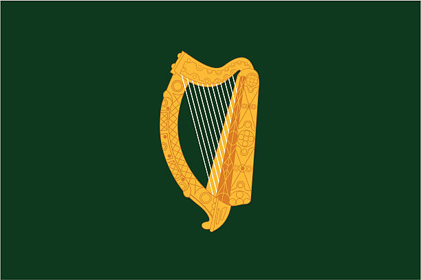 Leinster Flag Flag of the Irish province of Leinster features a gold harp on a dark green field. harp stock illustrations