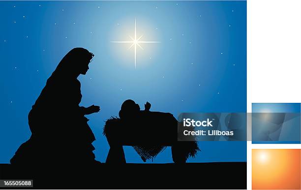 Nativity Vektor Silhouette Stock Vektor Art und mehr Bilder von Jungfrau Maria - Jungfrau Maria, Abenddämmerung, Baby