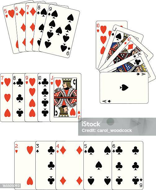 Poker Straights Playing Cards Stock Illustration - Download Image Now - Hand of Cards, Brand Name Video Game, Clubs - Playing Card