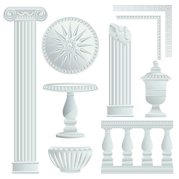 Greek/Roman Architecture Elements Many Greek or Roman Architectural Elements. baluster stock illustrations