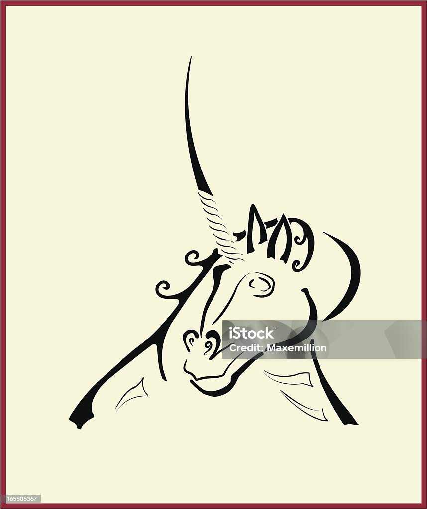 Unicorn Silhouette Outline. Strongly outlined unicorn in pen and ink style, with brushwork. Affectionate stock vector