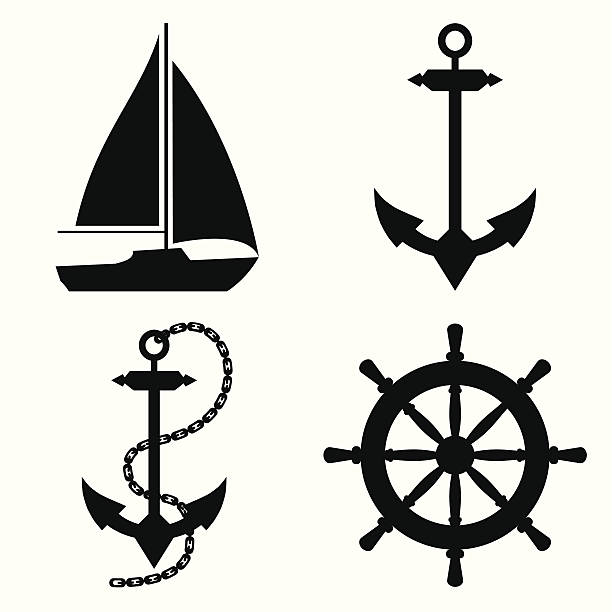 ilustraciones, imágenes clip art, dibujos animados e iconos de stock de marina - helm nautical vessel sailing ship sailing