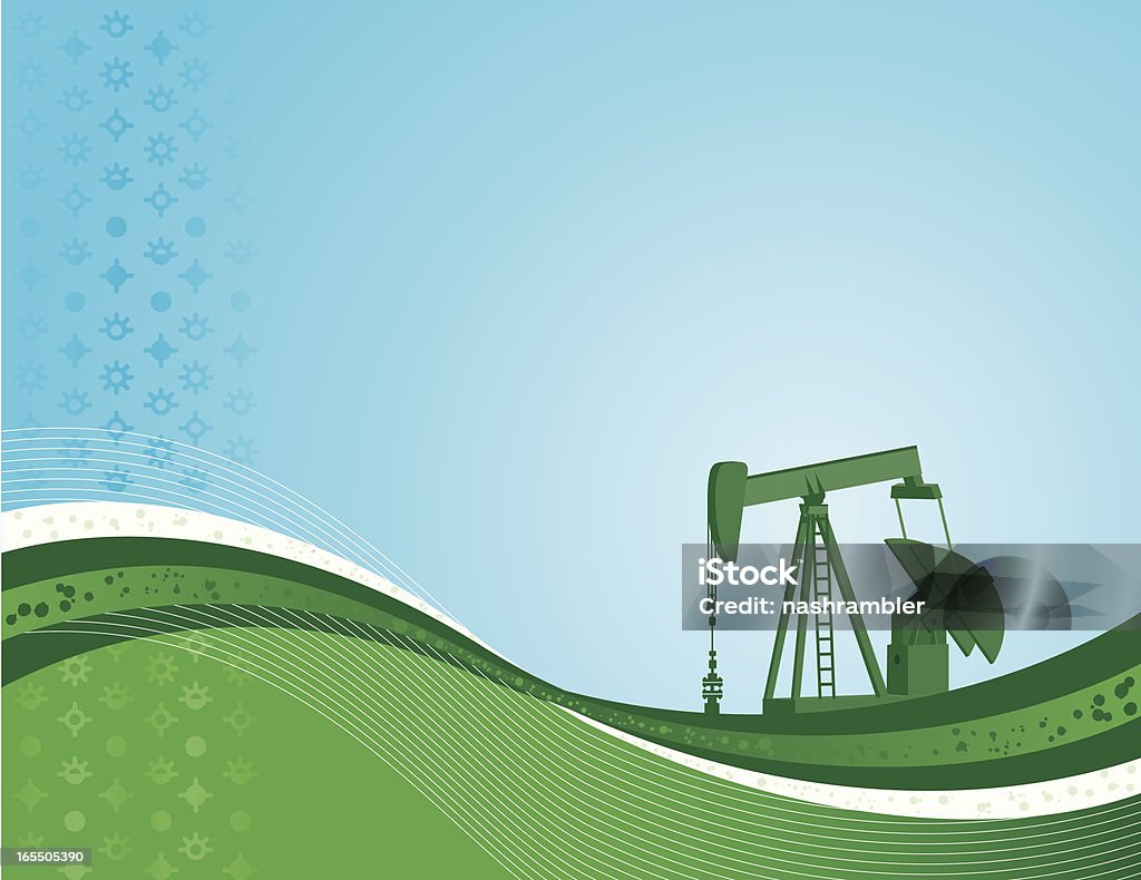 Pumpjack background in blue and green Backgrounds stock vector
