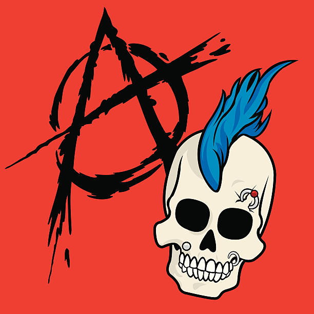 ilustrações, clipart, desenhos animados e ícones de anarchy crânio - símbolo da anarquia