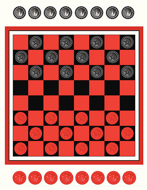 Game of Checkers Ilustration of a Checkers Board Game. The checkers and king pieces are individually grouped on their own layers for easy moving and repositioning. Hi-Res JPEG and CS3 files included. board game piece stock illustrations