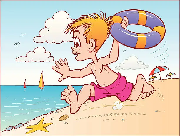 Vector illustration of Child on a beach