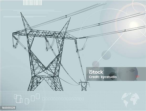 Power Lines Hintergrund Stock Vektor Art und mehr Bilder von Bauwerk - Bauwerk, Elektrizität, Energieindustrie