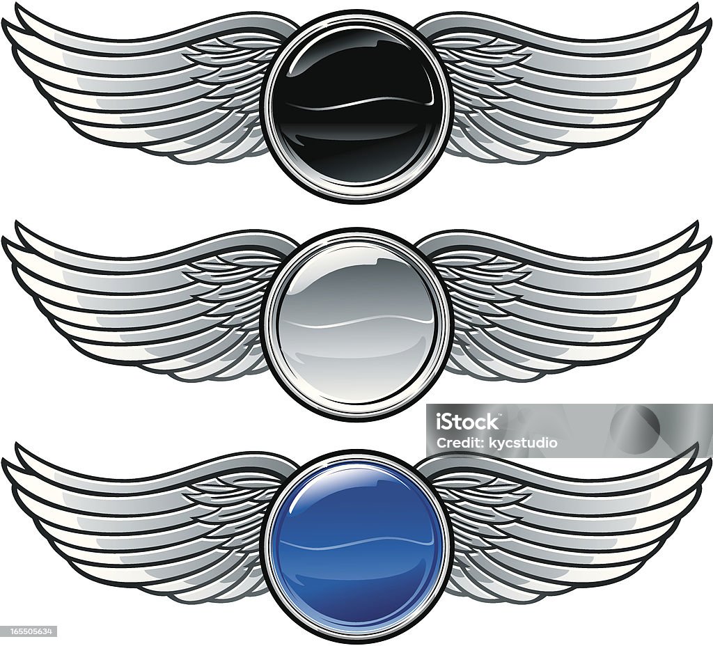 Winged emblems com botões - Vetor de Cromo - Metal royalty-free