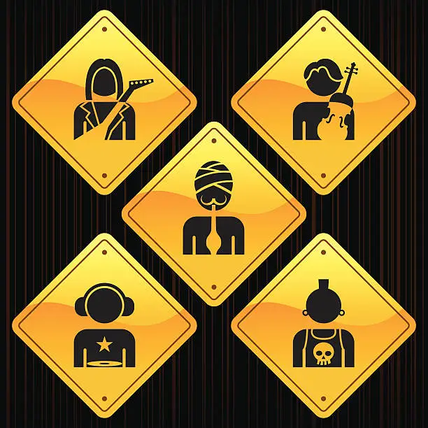 Vector illustration of Yellow Signs - Professions