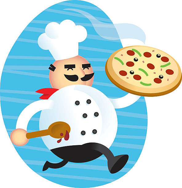 italienische pizza-küchenchef - pizza delivering running men stock-grafiken, -clipart, -cartoons und -symbole