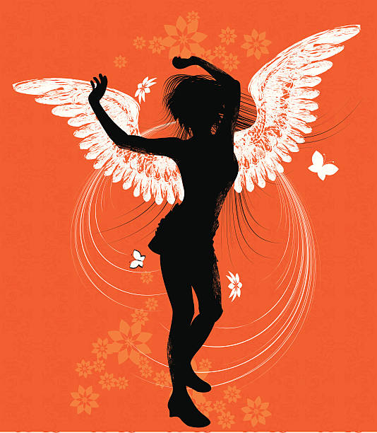 Dancing Angel, Sihouette vector art illustration