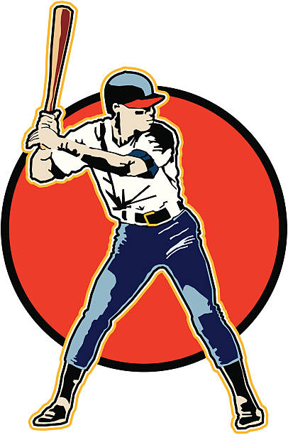 baseball player - color image batting illustration technique adult stock-grafiken, -clipart, -cartoons und -symbole