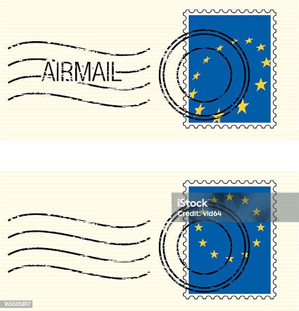 Drapeau De Lue Timbreposte Vecteurs libres de droits et plus d'images vectorielles de Europe - Europe, Timbre-poste, Union Européenne