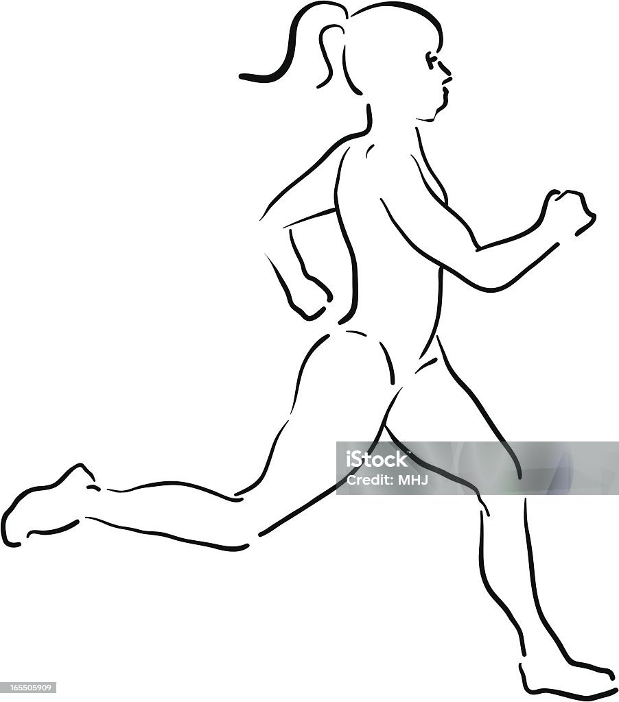 Un seul crédit de récompense, femme coureur ligne - clipart vectoriel de Courir libre de droits