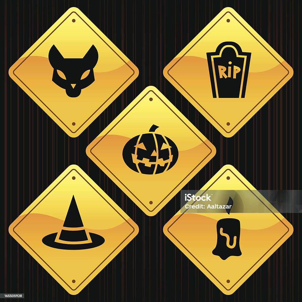 Panneaux jaunes-Halloween - clipart vectoriel de Bougie libre de droits