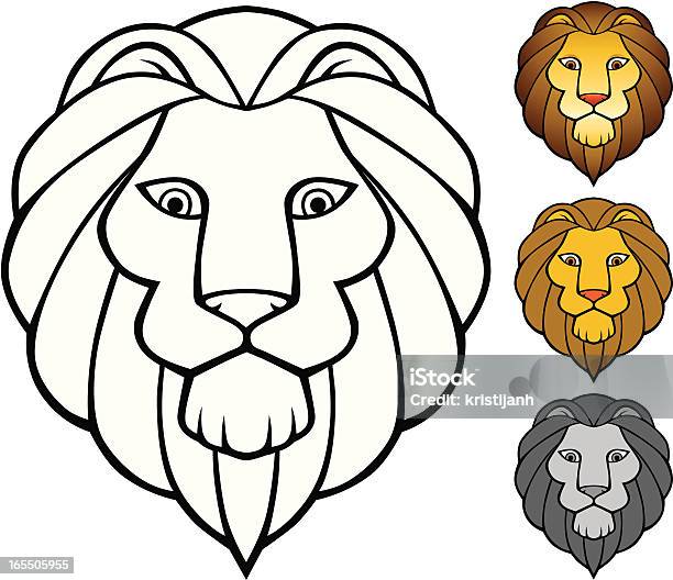 Львиная Голова — стоковая векторная графика и другие изображения на тему Лев - Лев, Большая кошка, Векторная графика