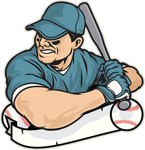 BaseBrawler This baseball player is ready to pound one home. Created with separate elements - player - banner - tattered marks on banner and baseball are all separate.http://www.inktycoon.com/istocklb/sports-icon.jpg human muscle stock illustrations