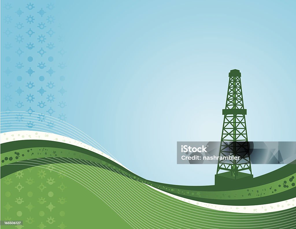 Rig Fundo azul e verde - Vetor de Indústria Petrolífera royalty-free