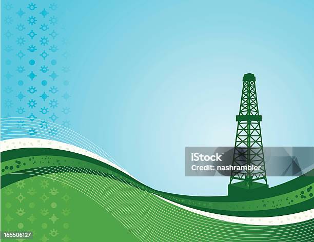 Vetores de Rig Fundo Azul E Verde e mais imagens de Indústria Petrolífera - Indústria Petrolífera, Azul, Campo Petrolífero